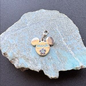 Silver Vintage March Birthstone Mickey Charm